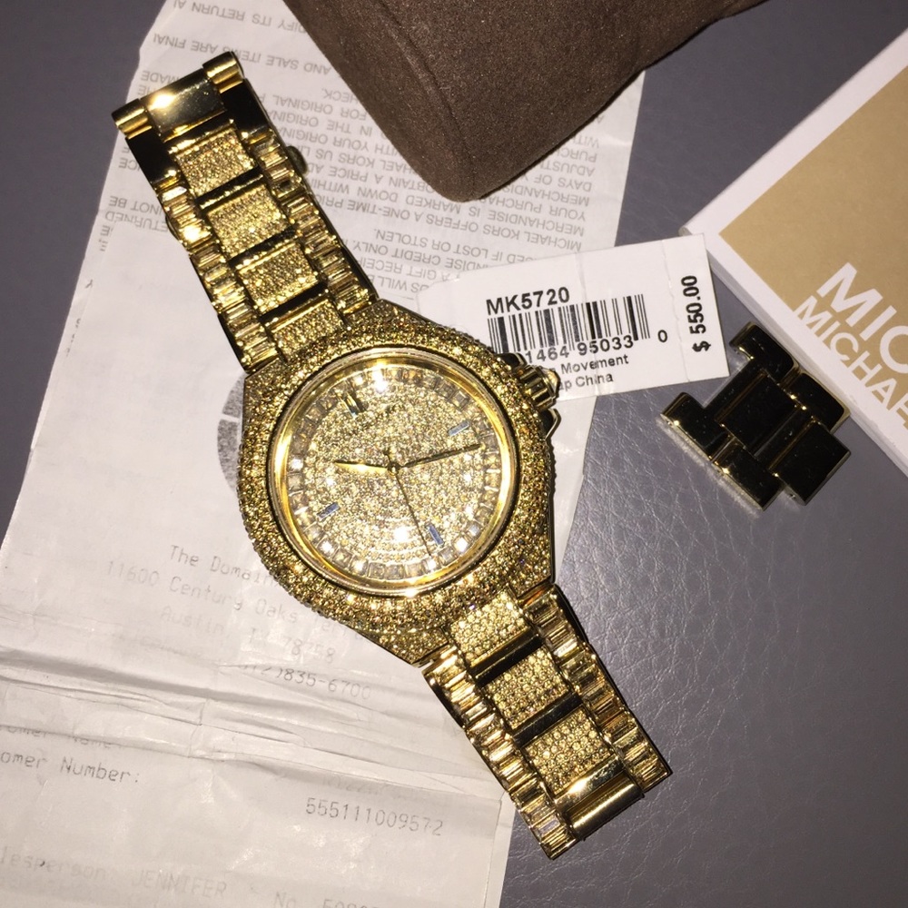 Authentic Michael Kors MK5720 paved in gold